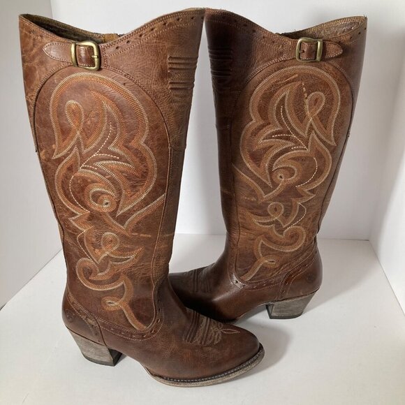 Ariat Shoes - Womens Ariat Wanderlust Sandstorm Leather Boot Brown 7B 2" heel 14" shaft